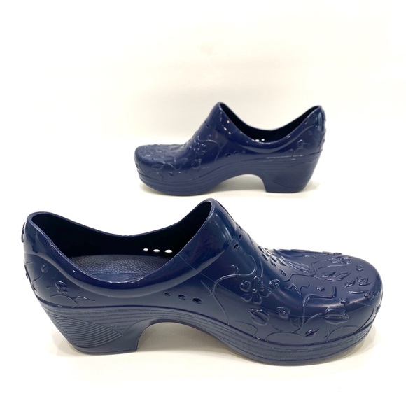 Dansko Shoes Dansko Navy Blue Rubber Work Floral Clogs
